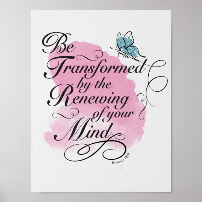 Poster Être transformé et renouvelé - Romains 12 : 2 (Devant)