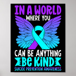 Poster Être Type Papillon Turquoise Purple Ribbon Suicide