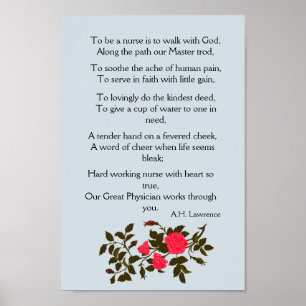 Poster Être une infirmière, poème aux roses roses roses