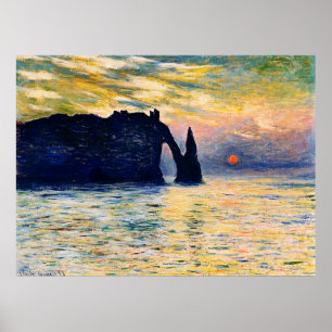 Poster Etretat, coucher du soleil, 1883