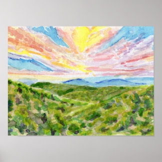 Poster Étude 1 du coucher de soleil Blue Ridge