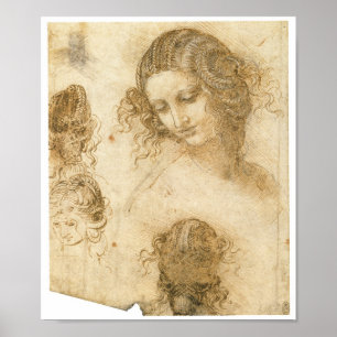 Poster Étude de la femme pour la peinture perdue Leda, da