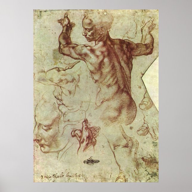 Poster Étude de Libyan Sibyl par Michelangelo (Devant)