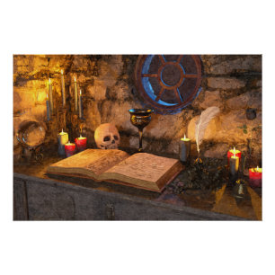 Poster Étude de sorcier de fantasy médiéval
