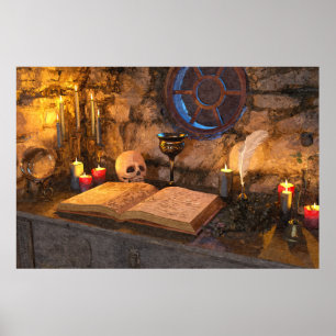 Poster Étude de sorcier de fantasy médiéval