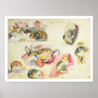 Étude des chats et une tête (avec papier)