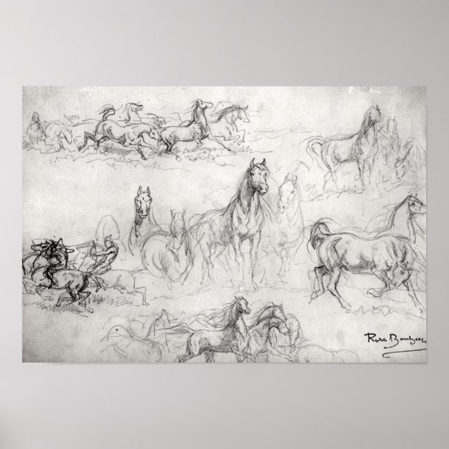 Poster Étude des chevaux (Devant)