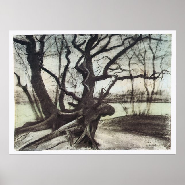 Poster Étude d'un arbre par Vincent Van Gogh (Devant)