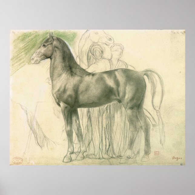 Poster Étude d'un cheval avec des chiffres (Devant)