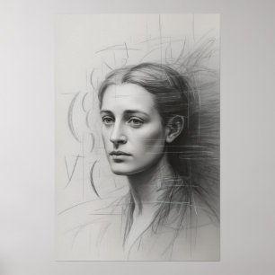 Poster Étude introspective : Portrait au graphite