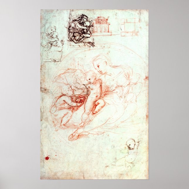 Poster Étude pour Alba Madonna, c.1508-09 (Devant)