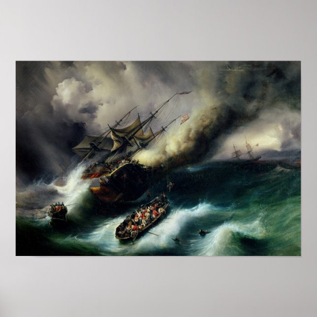 Poster Étude pour l'incendie du 'Kent' en 1825 (Devant)
