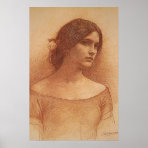 Poster Étude pour 'The Lady Clare' par J W Waterhouse c19
