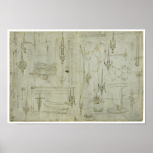 Poster Études des armes, Leonardo da Vinci