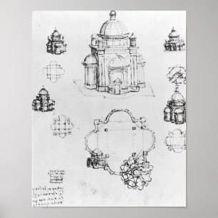 Poster Études pour un bâtiment d'un plan centralisé