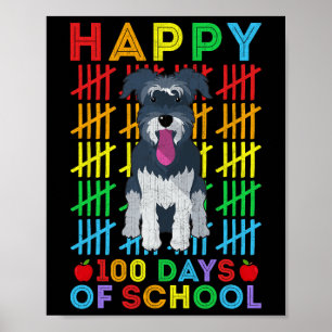 Poster Étudiant de chien Schnauzer Miniature Joyeux 100 j