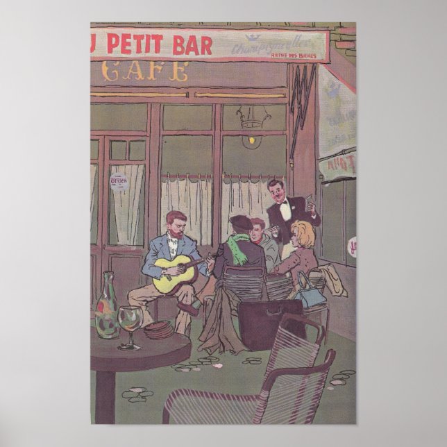 Poster Étudiants dans un café français (Devant)