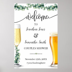 Poster Eucalyptus Bienvenue Couples Douche Bubbles & Brew