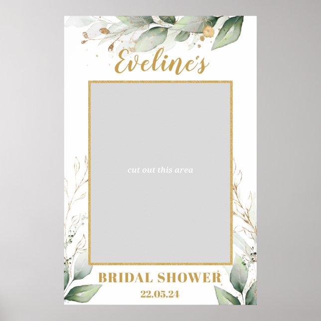 Poster Eucalyptus boho vert douche nuptiale (Devant)