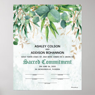 Poster Eucalyptus Botannical ♥ Certificat Mariage