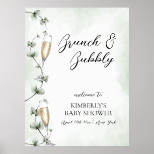 Poster Eucalyptus Brunch Baby shower Champagne Bienvenue