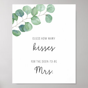 Poster Eucalyptus - Combien de baisers jeu de baby shower