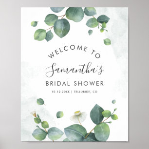 Poster Eucalyptus Fête des mariées Script Bienvenue