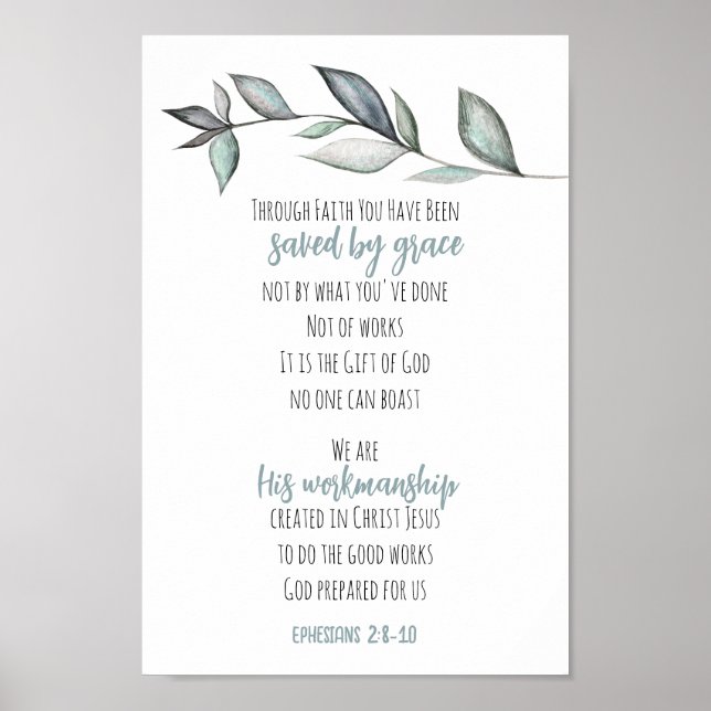 Poster Eucalyptus Feuille Bible Verse Écriture Mur Art (Devant)
