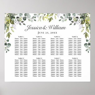 Poster Eucalyptus Floral 8 Tables Mariage SÉJOUR GRAPHIQU