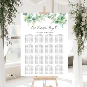 Poster Eucalyptus Garden Wedding 16 Table Seating Charts