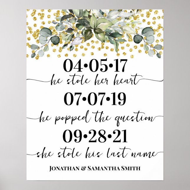 Poster Eucalyptus Gold Best Day Mariage Date Oui Day (Devant)