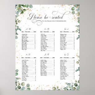 Poster Eucalyptus Gold Parties scintillant - Green Mariag