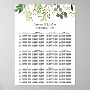 Poster Eucalyptus Green Graphique de sièges Mariages Feui