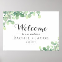 Eucalyptus Green Mariage Script simple Bienvenue