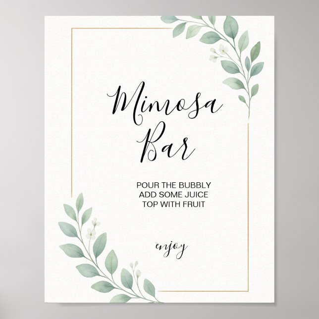 Poster eucalyptus greenery bridal shower mimosa sign (Devant)