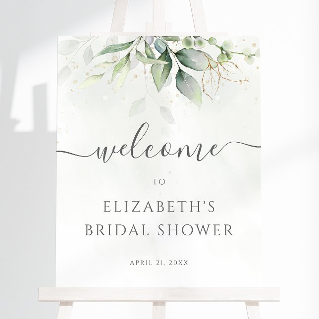 Poster Eucalyptus Greenery Bridal Shower Welcome Sign (Créateur téléchargé)