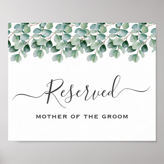 Poster Eucalyptus Greenery  Wedding reserved sign (Devant)