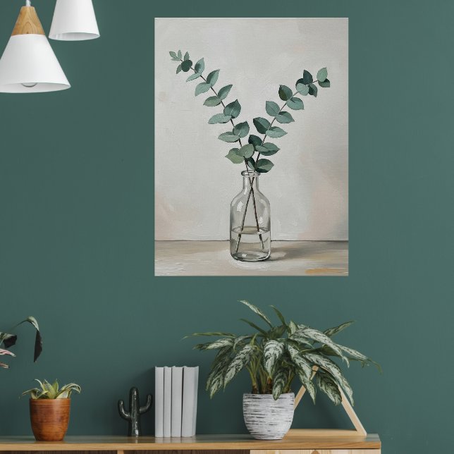 Poster Eucalyptus in Glass Vase a Minimal Botanical Wall  (Salon 1)