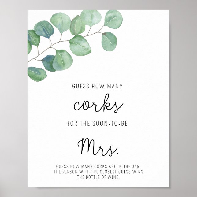 Poster Eucalyptus - Jeu de devinette pour Baby Shower Com (Devant)
