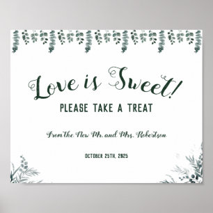 Poster Eucalyptus Love is Sweet Fête des mariées Mariage