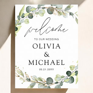 Poster Eucalyptus Modern Script Wedding Welcome Elegant F