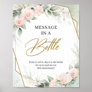 Poster Eucalyptus rose et or Message dans une bouteille
