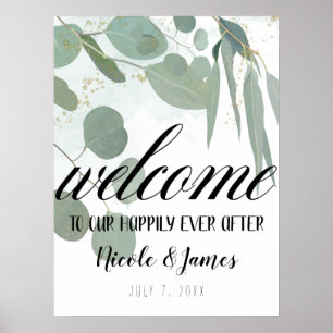 Poster Eucalyptus rustique Mariage vert minimal chic