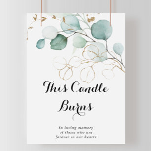 Poster Éucalyptus Rustique Or Cette bougie Brûle Signe