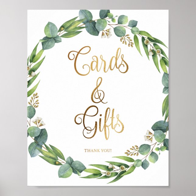 Poster Eucalyptus signe mariage pour cartes et cadeaux (Devant)