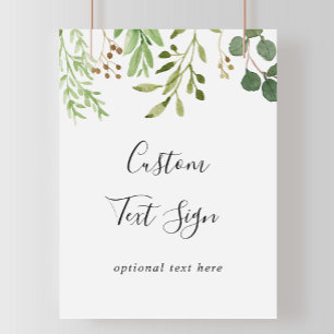 Poster Eucalyptus Simple Brown Floral Panneau Texte Perso