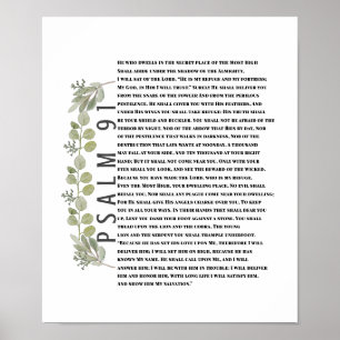 Poster Eucalyptus Verdure Bible Art Psaume 91 Écriture