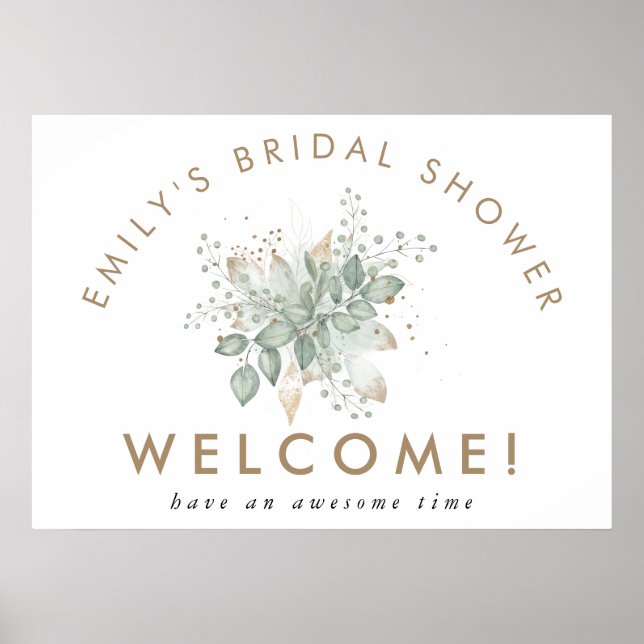 Poster Eucalyptus Verdure Bienvenue à la Baby Shower de l (Devant)