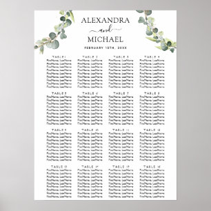 Poster Eucalyptus Verdure Mariage élégant Siège