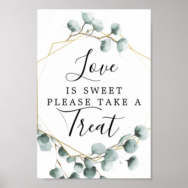 Poster Eucalyptus vert L'amour est doux Faveur Signer (Devant)